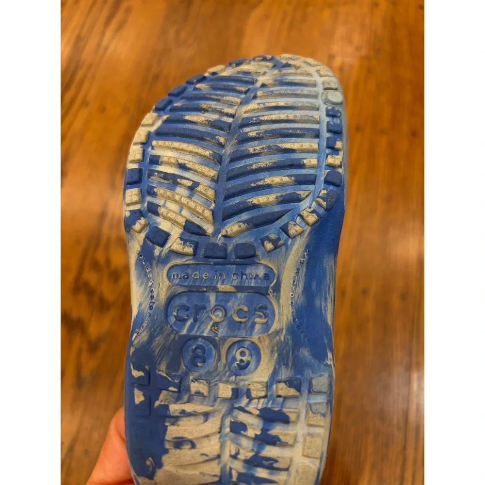 Crocs Kids Classic Tie-Dye Clogs Blue White Swirl Toddler Size 8/9 Slip On Shoes